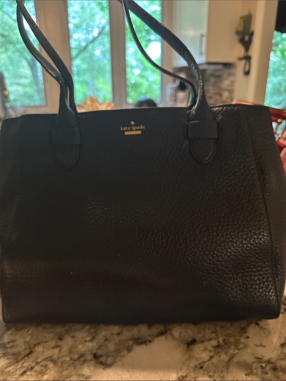 kate spade Black Pebbled Leather Double-Handle Tote